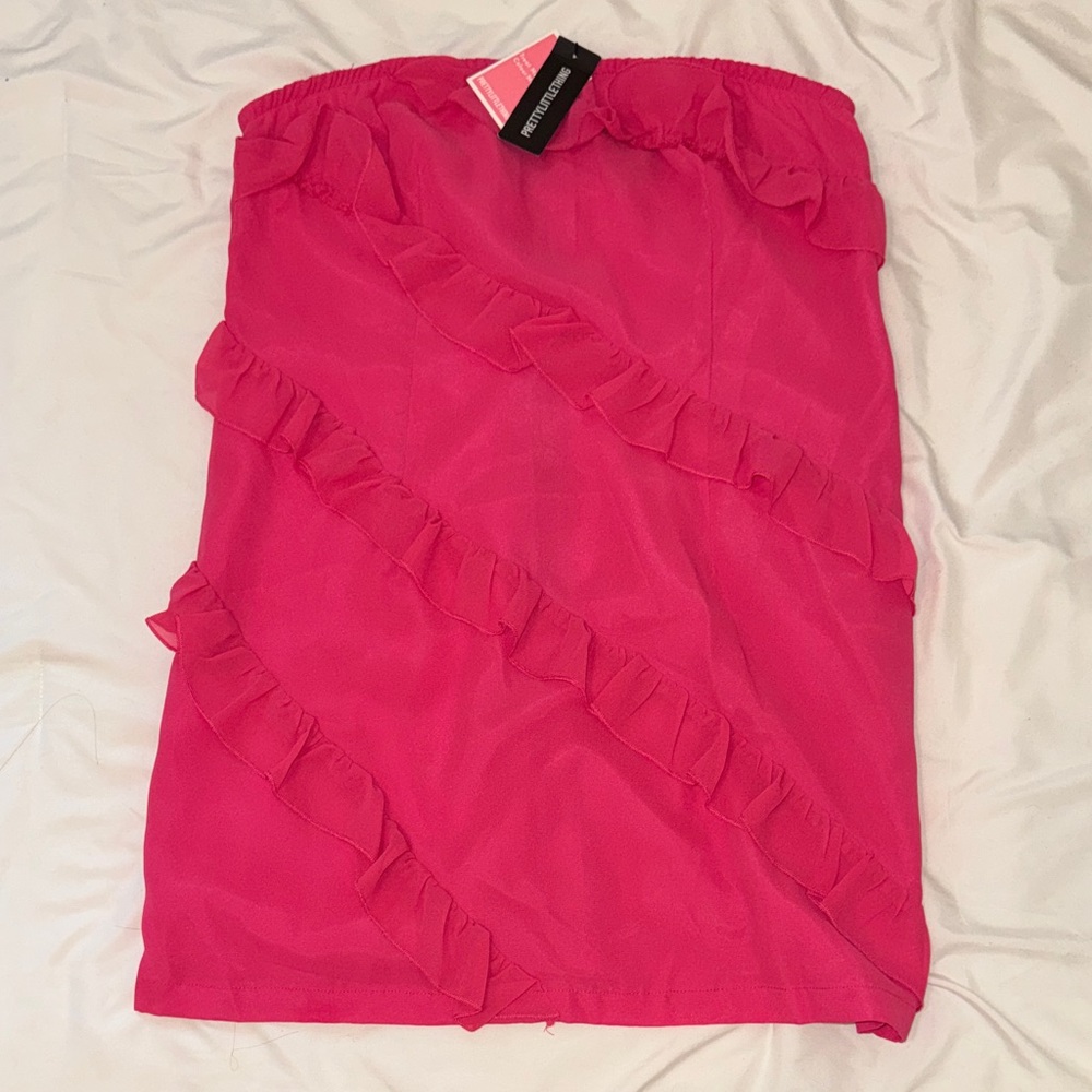 Women’s Pink Ruffle Strapless Skirt